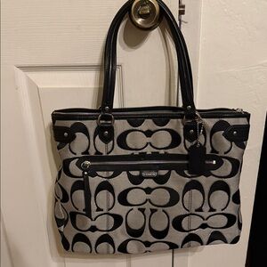 Coach Signature Black and Gray Tote Bag
